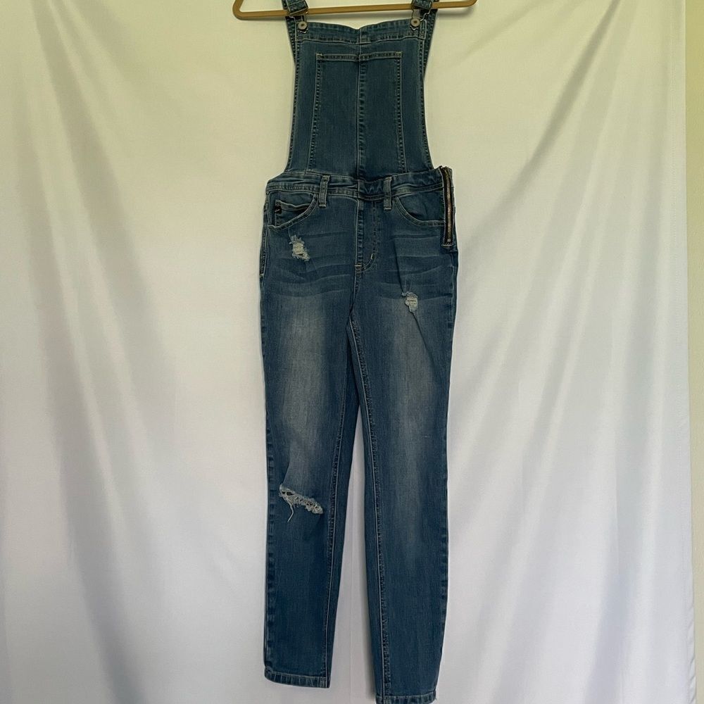 KanCan “ Estilo” denim bib overalls light wash distressed size XS